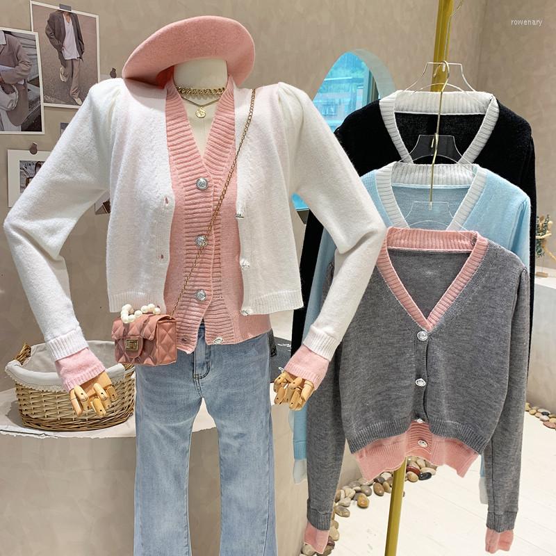 Women's Knits In Women's Clothing 2023 Winter Design Color Contrast V-neck Fake Two Pieces Sweaters Knit Cardigan Puff Sleeve Top, Black
Women's Knits In Women's Clothing 2023 Winter Design Color Contrast V-neck Fake Two Pieces Sweaters Knit Cardigan Puff Sleeve Top, Black