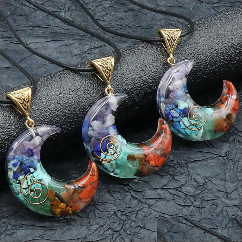 Pendant Necklaces Crescent 7 Chakras Orgonite Stone Necklace Moon Shape Healing Energy Natural Orgone Crystal Pendum Lucky O Dhgarden Dhzdu
Pendant Necklaces Crescent 7 Chakras Orgonite Stone Necklace Moon Shape Healing Energy Natural Orgone Crystal Pendum Lucky O Dhgarden Dhzdu