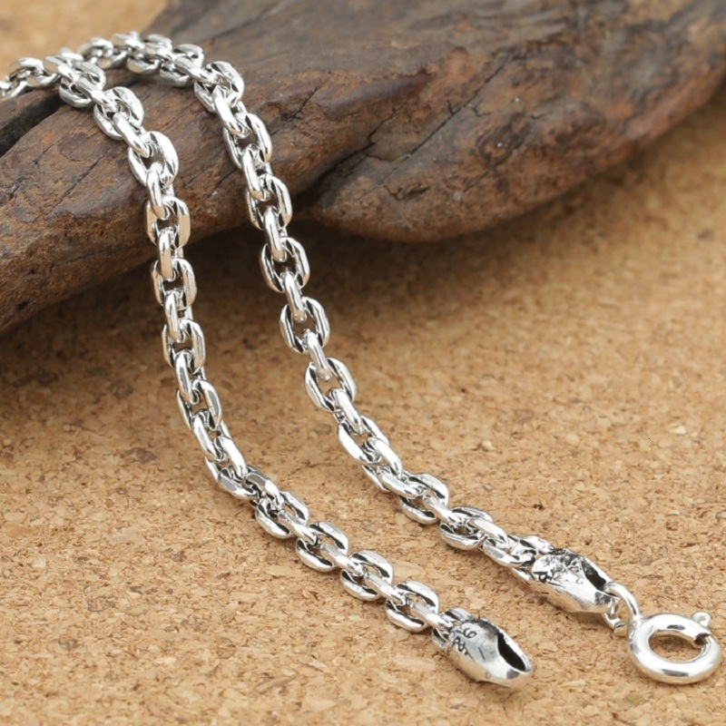 Chokers Pure Silver 3mm necklace S925 Sterling Silver Jewelry Square Men Women Necklace Chain 925 silver Round chain necklace 230301