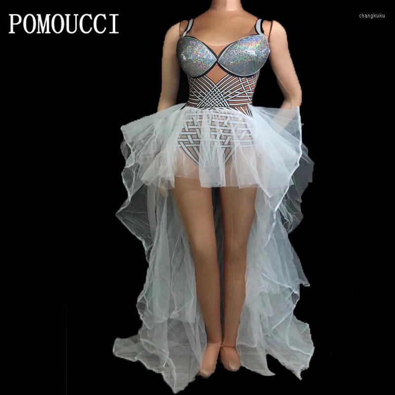 Stage Wear Women Rhinestone Sequins Sexy Bodysuits White Mesh Trailing Clothing Set Female Singer Dance Leotard Birthday Party, Picture shown
Stage Wear Women Rhinestone Sequins Sexy Bodysuits White Mesh Trailing Clothing Set Female Singer Dance Leotard Birthday Party, Picture shown