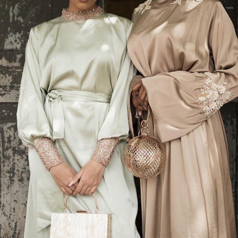 Ethnic Clothing Satin Abaya Hijab Dress Muslim Women Beading Elegant Beaded Cuffs Arab Islamic Dubai Turkey Eid Ramadan
Ethnic Clothing Satin Abaya Hijab Dress Muslim Women Beading Elegant Beaded Cuffs Arab Islamic Dubai Turkey Eid Ramadan