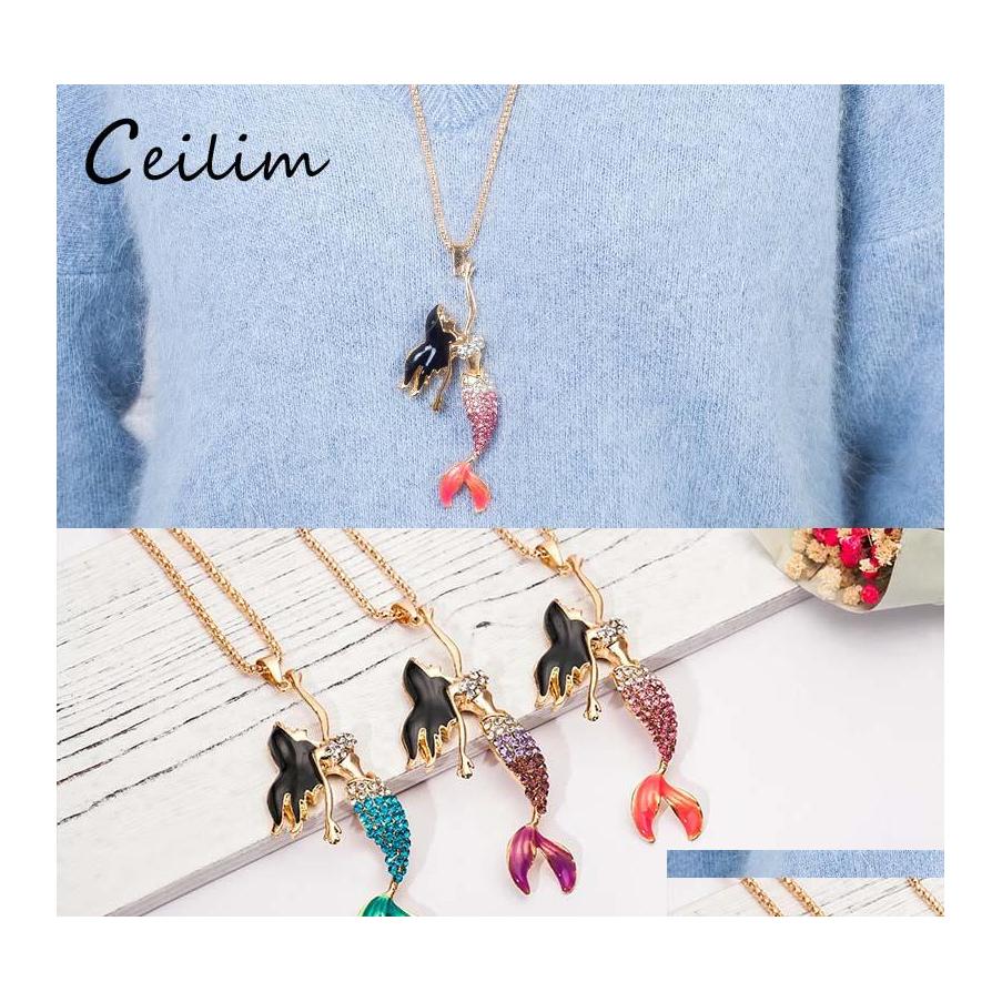 Pendant Necklaces Sweet Girl Mermaid Necklace Mticolor Seamaid Decoration Women Accessories Gold Plating Sweater Chain Fashion Drop Ott8R
Pendant Necklaces Sweet Girl Mermaid Necklace Mticolor Seamaid Decoration Women Accessories Gold Plating Sweater Chain Fashion Drop Ott8R