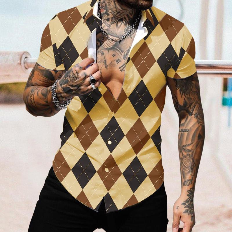 Men's Casual Shirts Mens Shirt Male Summer Lozenge Print Short Sleeve Turn Down Collar Chemise Homme, Green
Men's Casual Shirts Mens Shirt Male Summer Lozenge Print Short Sleeve Turn Down Collar Chemise Homme, Green