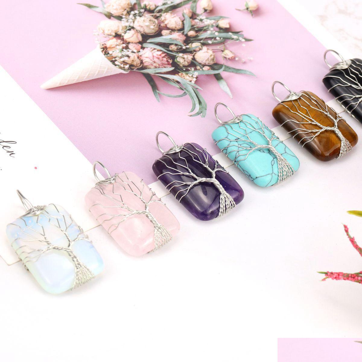 Pendant Necklaces Healing Crystal Natural Stone Rec Charms Twine Tree Of Life Wire Wrap Turquoise Amethyst Tiger Eye Rose Qu Dhgarden Dhsnr
Pendant Necklaces Healing Crystal Natural Stone Rec Charms Twine Tree Of Life Wire Wrap Turquoise Amethyst Tiger Eye Rose Qu Dhgarden Dhsnr