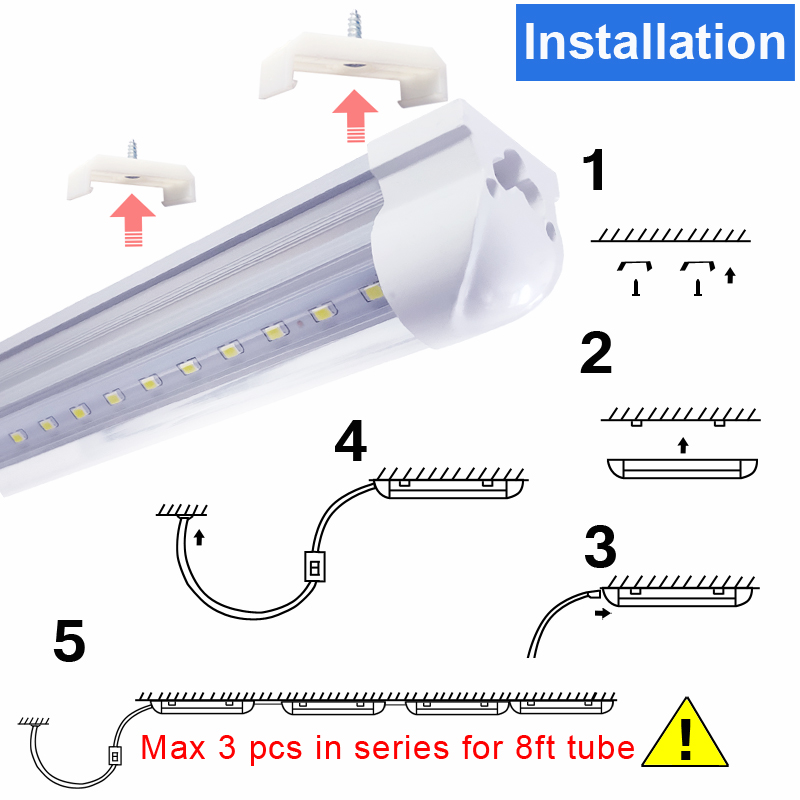 T8 8ft LED Lights V Shape Integrated t8 LED Tubes 4 5 6 8 ft Cooler Door Freezer LED Lighting double row shop fixture Crestech168