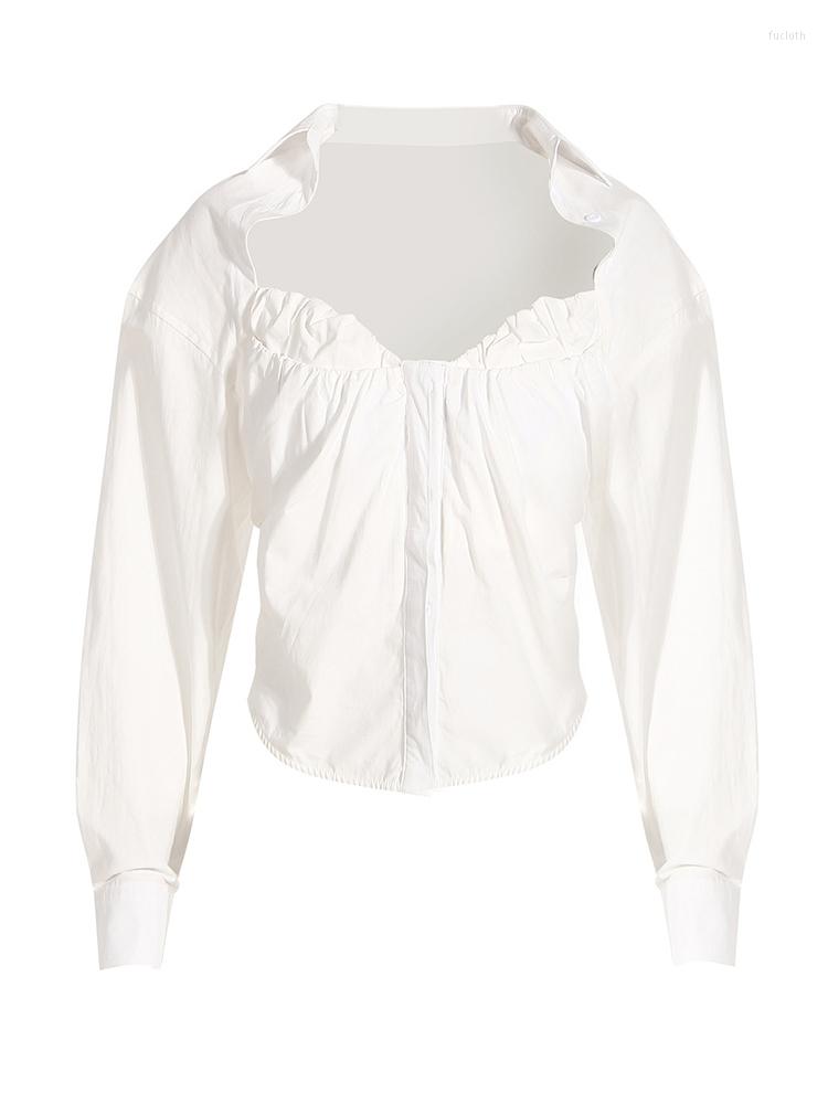 Women' Blouses Women White Pleated Elegant Blouse Square Collar Long Sleeve Loose Fit Shirt Fashion Tide Spring Autumn 2023 N672
Women' Blouses Women White Pleated Elegant Blouse Square Collar Long Sleeve Loose Fit Shirt Fashion Tide Spring Autumn 2023 N672