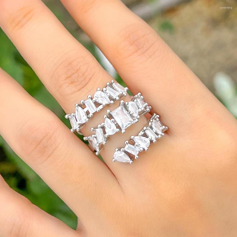 Cluster Rings CWWZircons Brilliant Clear Multiple Cubic Zircon Silver Color Geometric Cocktail Party Adjustable Ring For Women CZ Jewelry
Cluster Rings CWWZircons Brilliant Clear Multiple Cubic Zircon Silver Color Geometric Cocktail Party Adjustable Ring For Women CZ Jewelry