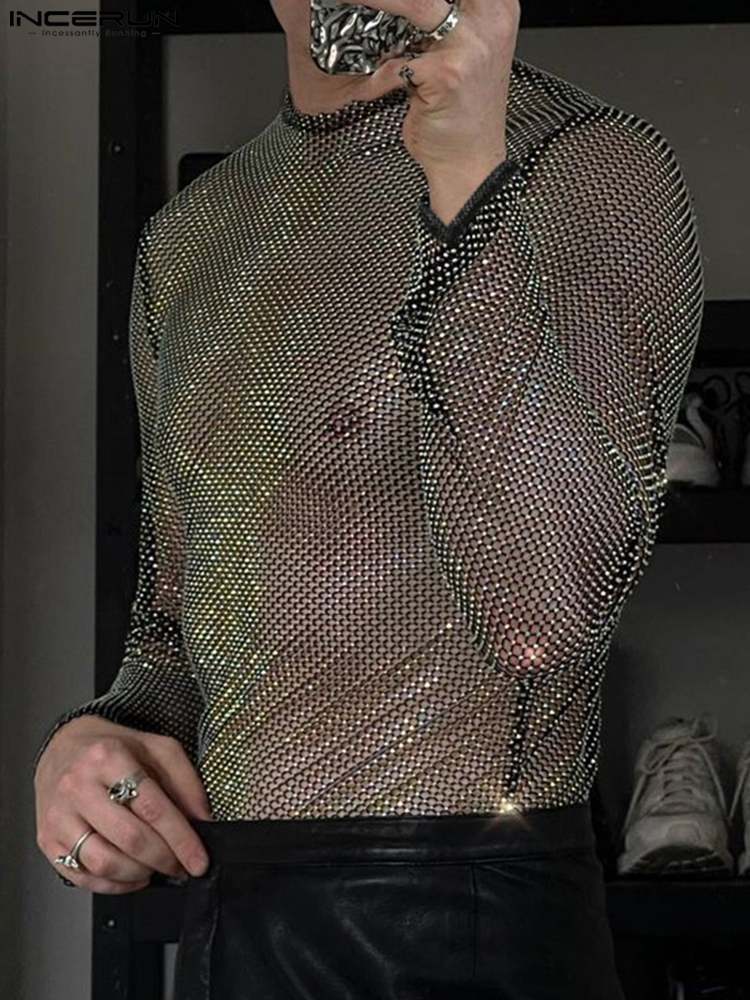 Men' T-Shirts Party Nightclub Style Tops INCERUN Men Glitter Mesh See-through Camiseta Sexy Male All-match Long Sleeve Thin T-shirts -5XL 230203, Black
Men' T-Shirts Party Nightclub Style Tops INCERUN Men Glitter Mesh See-through Camiseta Sexy Male All-match Long Sleeve Thin T-shirts -5XL 230203, Black