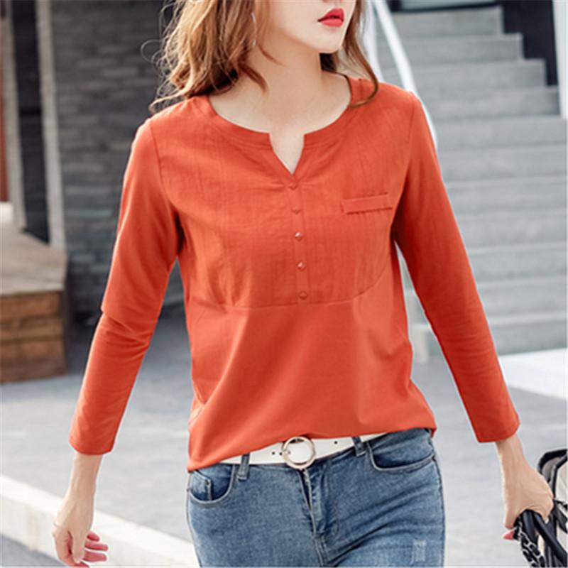 Women's T Shirts 2023 Autumn Fashion Women Long Sleeve V Neck Cotton Pocket Tee Casual Ladies Solid Button Female Plus Size T-Shirts, Blue
Women's T Shirts 2023 Autumn Fashion Women Long Sleeve V Neck Cotton Pocket Tee Casual Ladies Solid Button Female Plus Size T-Shirts, Blue