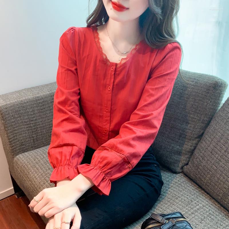 Women' Blouses 2023 Spring Chifon Shirt Fashion Casual Long Sleeved Loose Women Elegant Slim Lace Clothes, Red
Women' Blouses 2023 Spring Chifon Shirt Fashion Casual Long Sleeved Loose Women Elegant Slim Lace Clothes, Red