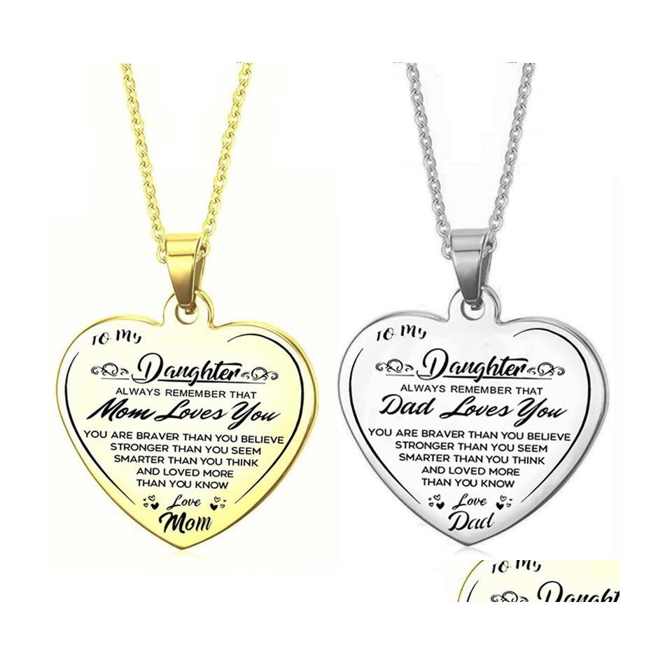 Pendant Necklaces To My Daughter Stainless Steel Necklace Heart Pioneering Dad Mom Gift Drop Delivery Jewelry Pendants Dh5Xw
Pendant Necklaces To My Daughter Stainless Steel Necklace Heart Pioneering Dad Mom Gift Drop Delivery Jewelry Pendants Dh5Xw