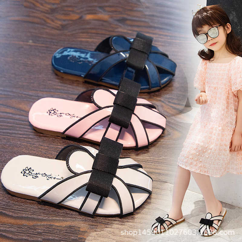 Slipper Girls slippers 2022 summer new bow princess shoes 0203, Ivory