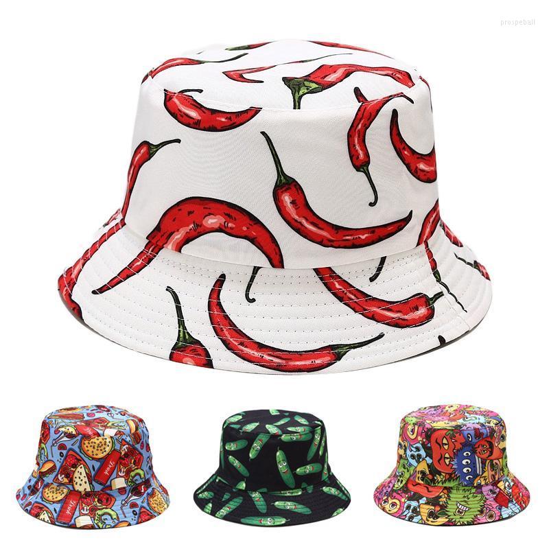 Berets Vegetables Print Bucket Hats Women Men's Panama Hat Double-sided Foldable Summer Cap Hamburger Pepper Tomatoes Graffiti Sun HatBe
Berets Vegetables Print Bucket Hats Women Men's Panama Hat Double-sided Foldable Summer Cap Hamburger Pepper Tomatoes Graffiti Sun HatBe