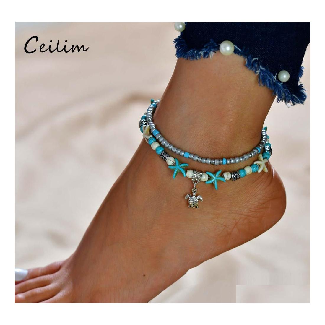 Link Chain Tortoise Pendant Anklet Beads Bracelets Starfish For Women Antique Sier Color Vintage Sandal Statement Bracelet Foot Leg Ot7Dg
Link Chain Tortoise Pendant Anklet Beads Bracelets Starfish For Women Antique Sier Color Vintage Sandal Statement Bracelet Foot Leg Ot7Dg