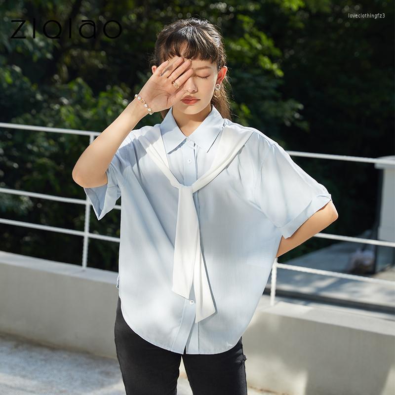 Women's Blouses ZIQIAO Women's Shirt Summer 2023 Woman Tops Blue Stitching Design Niche Short-sleeved Hong Kong Style Top Blouse
Women's Blouses ZIQIAO Women's Shirt Summer 2023 Woman Tops Blue Stitching Design Niche Short-sleeved Hong Kong Style Top Blouse