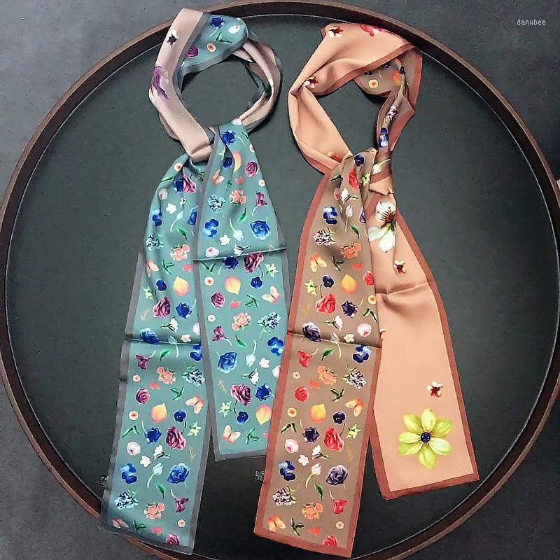 Scarves 160 13cm Flower Double Printing Silk Scarf Ribbon Narrow Neckerchief Headwear Woman Knitted Shawl Accessory
Scarves 160 13cm Flower Double Printing Silk Scarf Ribbon Narrow Neckerchief Headwear Woman Knitted Shawl Accessory