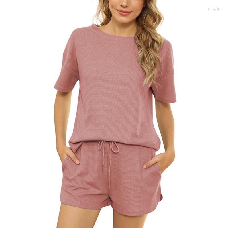 Women' Sleepwear 2pcs Women Ribbed Tops And Shorts Short Sleeve Waffle Pajama Set Loungewear With Pockets Casual Pjs Sets
Women' Sleepwear 2pcs Women Ribbed Tops And Shorts Short Sleeve Waffle Pajama Set Loungewear With Pockets Casual Pjs Sets