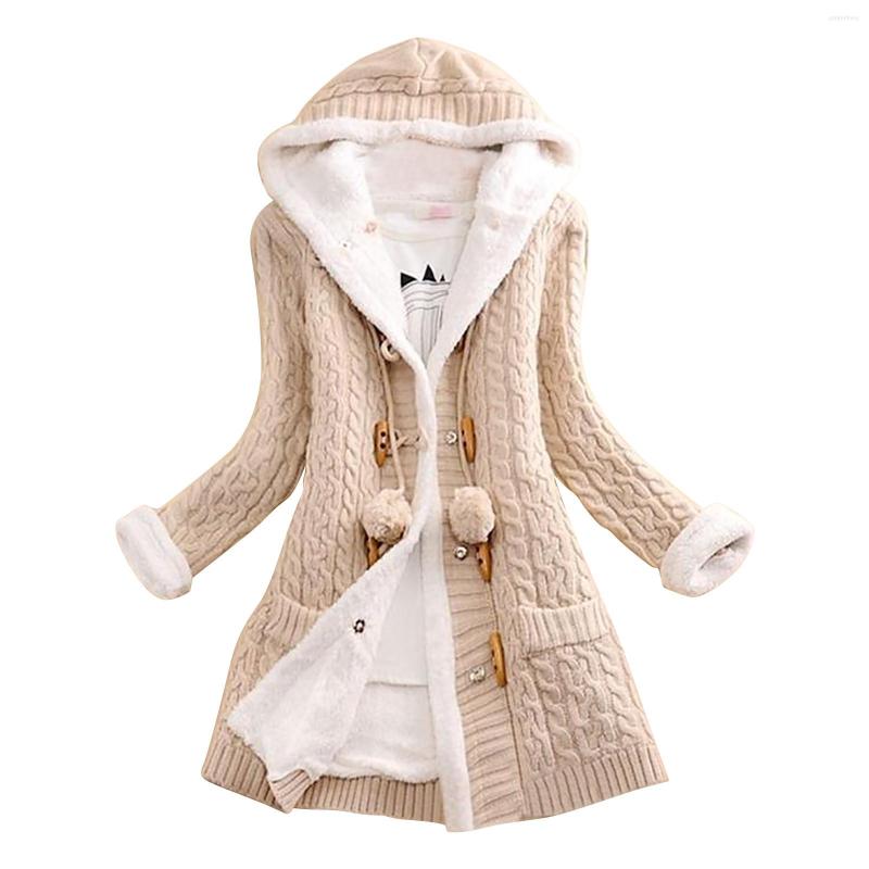 Women' Jackets Ladies Winter Hooded Polar Fleece Lining Cashmere Cardigan Knitted Sweater Jacket Women' Thick Warm Long Sleeve Woven 
Women' Jackets Ladies Winter Hooded Polar Fleece Lining Cashmere Cardigan Knitted Sweater Jacket Women' Thick Warm Long Sleeve Woven