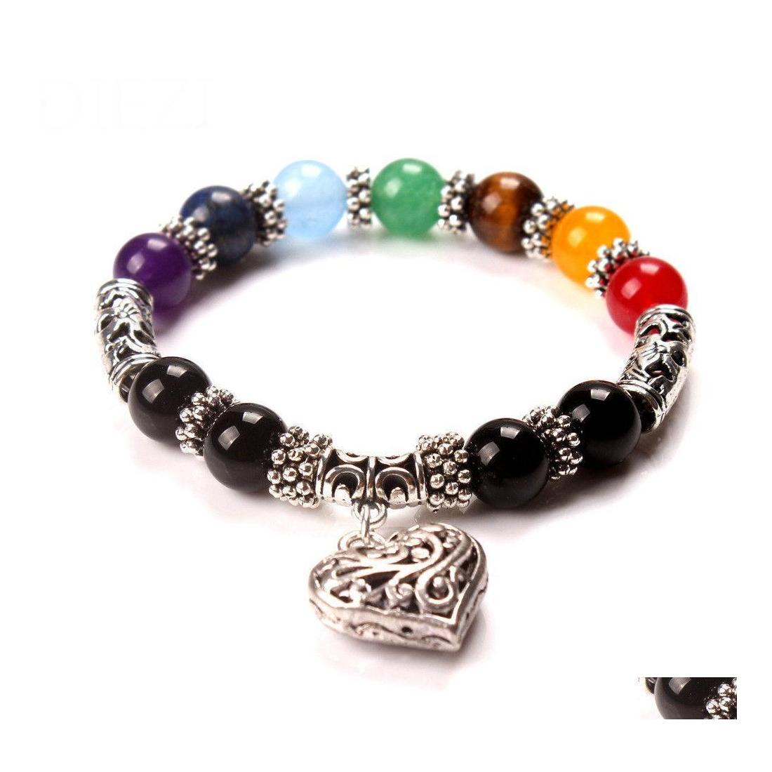 Charm Bracelets Chakra Men Jewelry Women 7 Crystals Stone Pray Mala Heart Bracelet Drop Delivery Dhiyp
Charm Bracelets Chakra Men Jewelry Women 7 Crystals Stone Pray Mala Heart Bracelet Drop Delivery Dhiyp