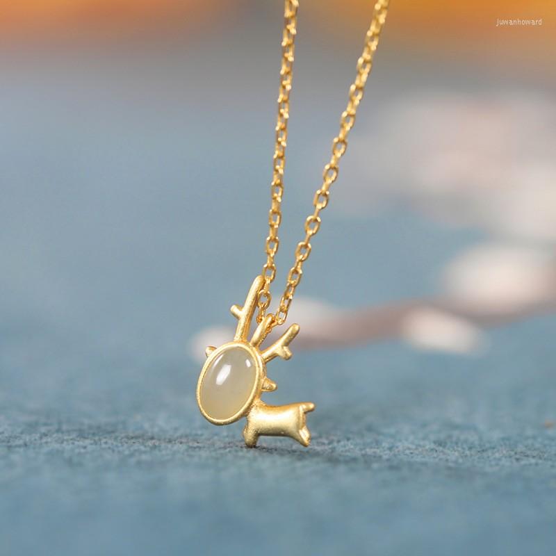 Chains XL004 ZFSILVER S925 Sterling Silver Fashion Trendy Hetian Jade Fine Cute David's Deer Necklaces For Girls Women Wedding Jewelry
Chains XL004 ZFSILVER S925 Sterling Silver Fashion Trendy Hetian Jade Fine Cute David's Deer Necklaces For Girls Women Wedding Jewelry