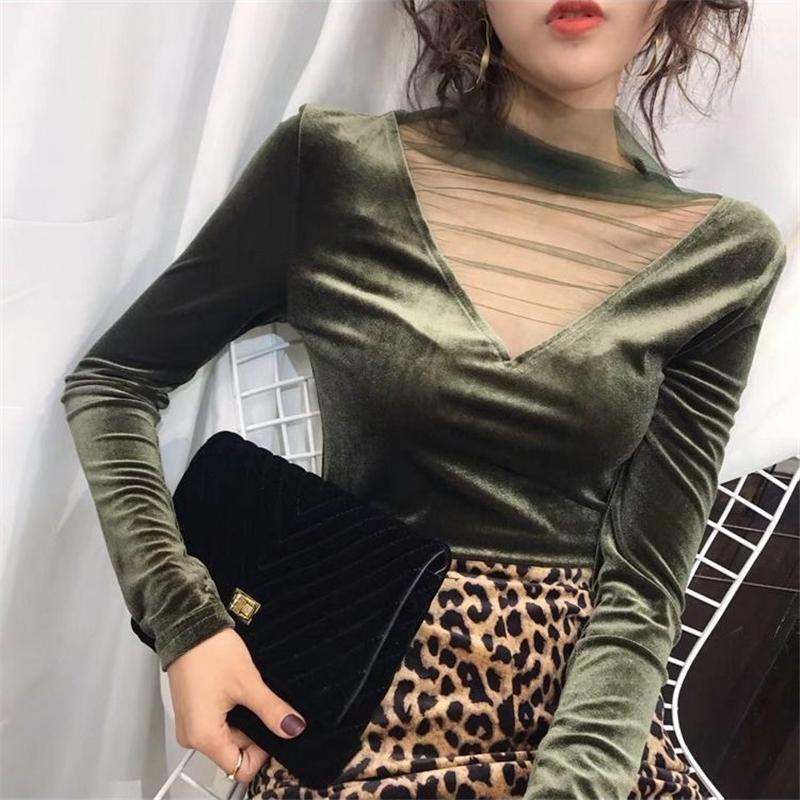 Women's T Shirts Women Mesh Lace Velvet T-Shirts V-Neck Sexy Vintage Tops Long Sleeve Backless Elegant Tees Lightweight Soft Pink Fashion, Green
Women's T Shirts Women Mesh Lace Velvet T-Shirts V-Neck Sexy Vintage Tops Long Sleeve Backless Elegant Tees Lightweight Soft Pink Fashion, Green