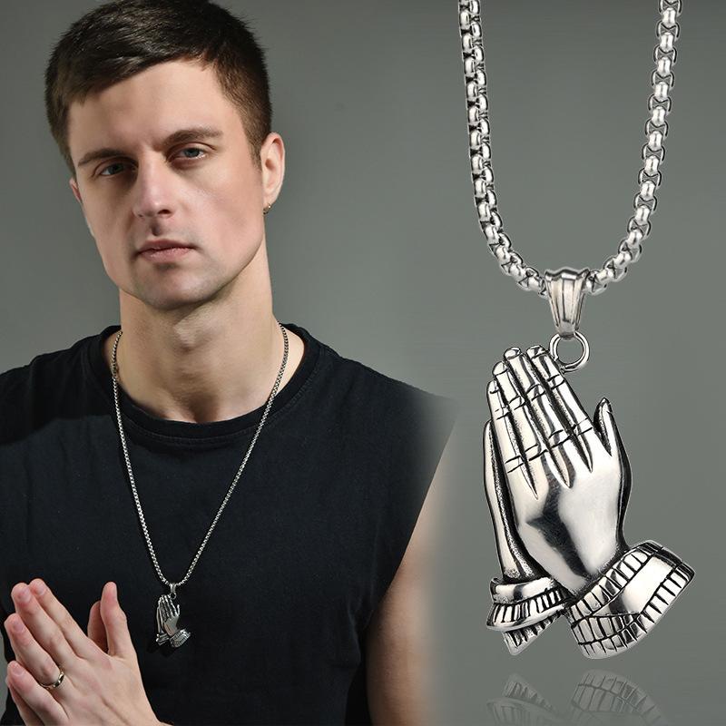 Chains Tide Brand Texture Titanium Steel Prayer Hand Necklace Hands Clapping Ancient Chain
Chains Tide Brand Texture Titanium Steel Prayer Hand Necklace Hands Clapping Ancient Chain
