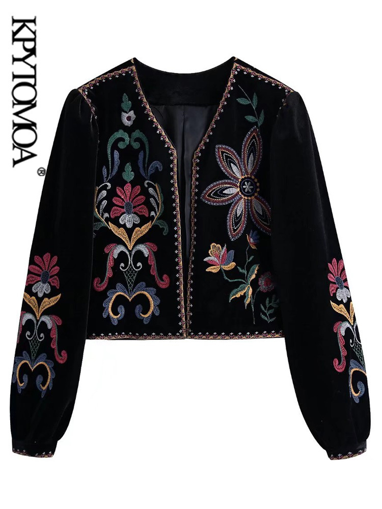 Womens Suits Blazers KPYTOMOA Women Fashion Contrast Embroidery Velvet Crop Open Blazer Coat Vintage Long Sleeve Female Outerwear Chic Veste Femme 230202, Black
Womens Suits Blazers KPYTOMOA Women Fashion Contrast Embroidery Velvet Crop Open Blazer Coat Vintage Long Sleeve Female Outerwear Chic Veste Femme 230202, Black