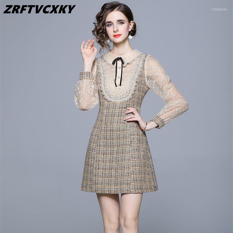 Casual Dresses Small Fragrance Lapel Mesh Embroidery Stitching Tweed Plaid Women Bow Long Sleeve Designer Beading Slim Mini Dress, Picture color
Casual Dresses Small Fragrance Lapel Mesh Embroidery Stitching Tweed Plaid Women Bow Long Sleeve Designer Beading Slim Mini Dress, Picture color