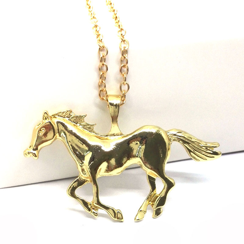 18K Gold Silver Running Horse Pendant Necklace for Men Women Animal Necklaces Nice Gift for Boyfriend Girlfriend Fashion Jewelry