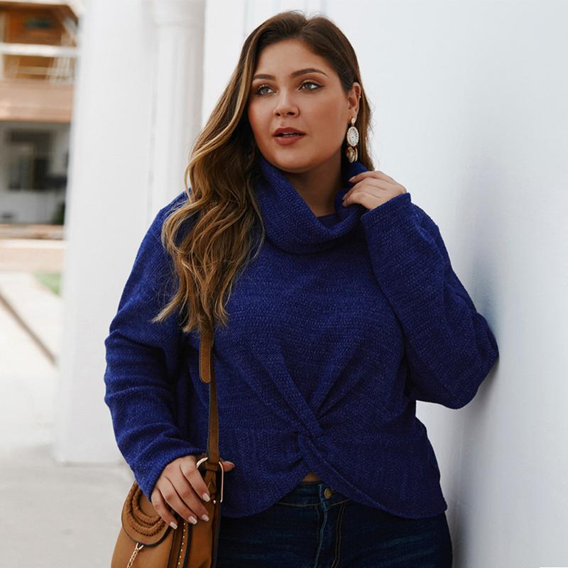 Women's Sweaters Plus Size Sweater 2023 Autumn And Winter Product Solid Color High-Neck Pleated Top, Dark blue 
Women's Sweaters Plus Size Sweater 2023 Autumn And Winter Product Solid Color High-Neck Pleated Top, Dark blue