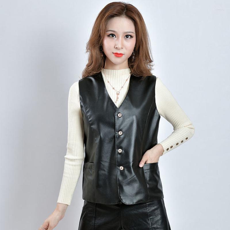 Women's Vests Woman Punk Black Leather Motorcycle Vest Female V-neck Faux Biker Ladies Sleeveless Jacket Waistcoat G304
Women's Vests Woman Punk Black Leather Motorcycle Vest Female V-neck Faux Biker Ladies Sleeveless Jacket Waistcoat G304