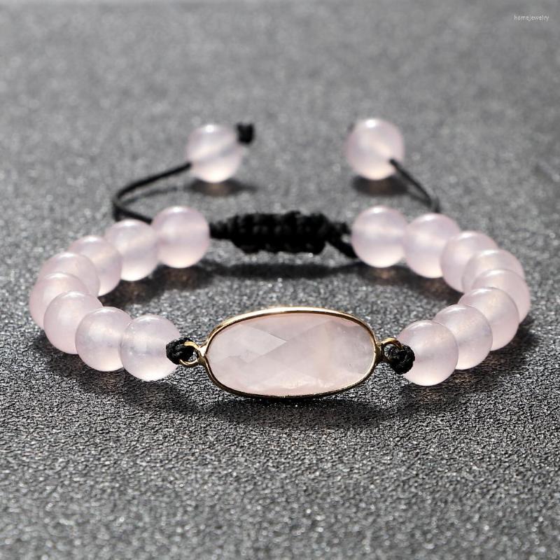 Strand Natural Stone Bracelet Women Charms Sweet Crystal Pink Quartz Beads Bracelets Oval Pendant Bangles Handmade Yoga Jewelry Gift
Strand Natural Stone Bracelet Women Charms Sweet Crystal Pink Quartz Beads Bracelets Oval Pendant Bangles Handmade Yoga Jewelry Gift