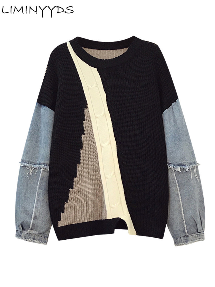 Women's Sweaters Fashion Hip-hop Denim Stitching Autumn And Winter Design Sense Loose Lazy Retro Pullover 230202, Gray
Women's Sweaters Fashion Hip-hop Denim Stitching Autumn And Winter Design Sense Loose Lazy Retro Pullover 230202, Gray