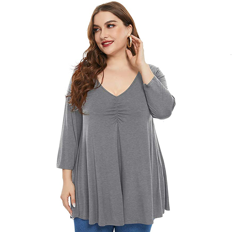 Women's Plus Size T-Shirt Spring Autumn Women V Neck Three Quarter Sleeve Solid Casual Blouse Loose Oversized Long Tops 5XL Plus Size Women Clothing 230203, Red
Women's Plus Size T-Shirt Spring Autumn Women V Neck Three Quarter Sleeve Solid Casual Blouse Loose Oversized Long Tops 5XL Plus Size Women Clothing 230203, Red