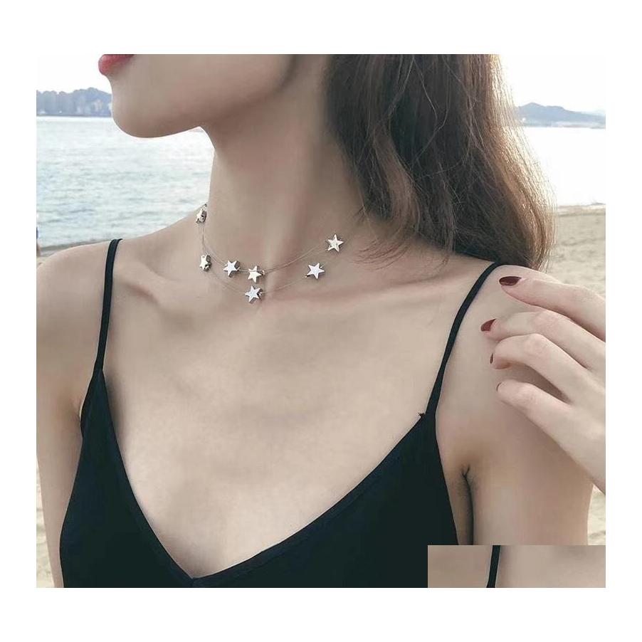 Pendant Necklaces Fashion Mtilayer Star Choker Necklace For Women Simple Pentagram Chain Korean Sweet Jewelry Collares Accessories D Otm8L
Pendant Necklaces Fashion Mtilayer Star Choker Necklace For Women Simple Pentagram Chain Korean Sweet Jewelry Collares Accessories D Otm8L