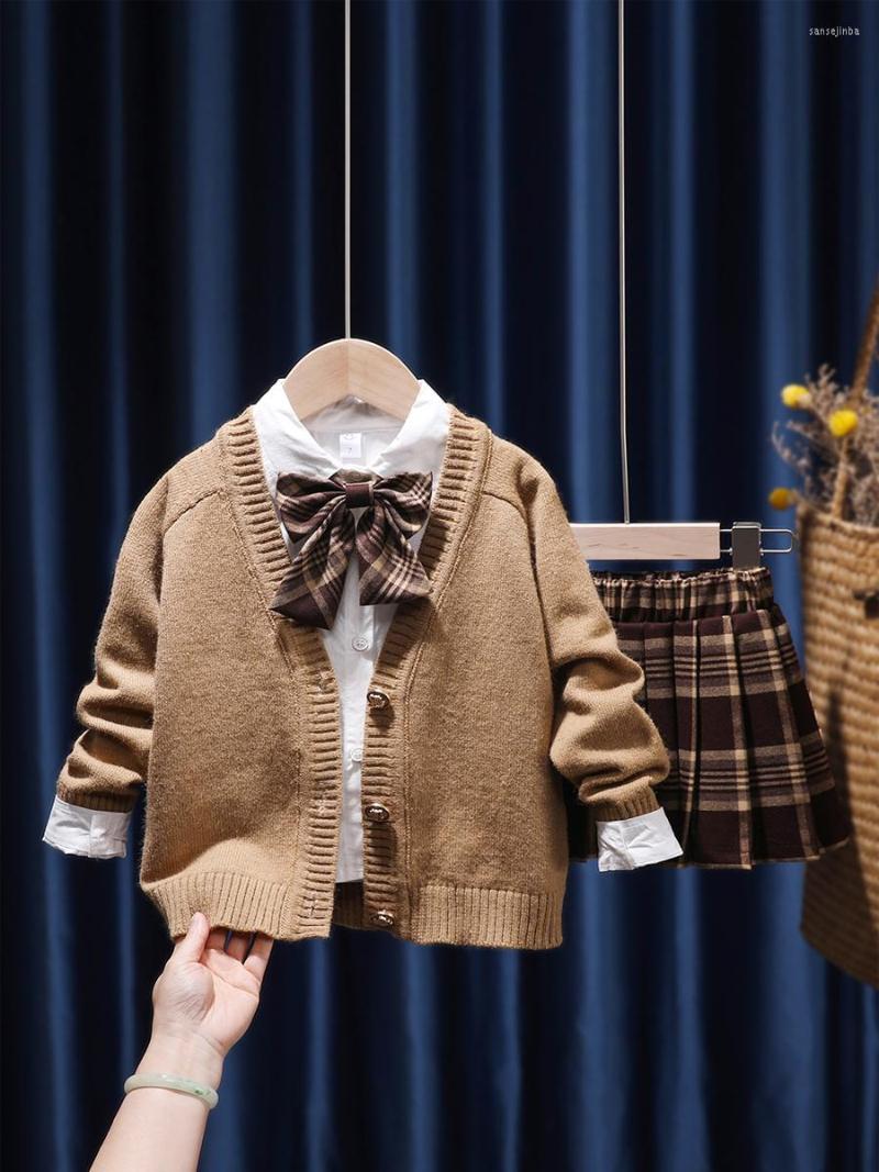 Clothing Sets Girls College Style JK Uniform Suits Spring Autumn Children's Set 3PCS Knitted Sweater Long Sleeved Tops Pleated Skirt
Clothing Sets Girls College Style JK Uniform Suits Spring Autumn Children's Set 3PCS Knitted Sweater Long Sleeved Tops Pleated Skirt