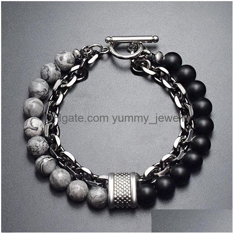 Charm Bracelets Natural Frosted Stone Bracelet For Men Boy Doublelayer Chain Link Bangle Wristband Fashion Jewelry Drop Delivery Dhc6T
Charm Bracelets Natural Frosted Stone Bracelet For Men Boy Doublelayer Chain Link Bangle Wristband Fashion Jewelry Drop Delivery Dhc6T