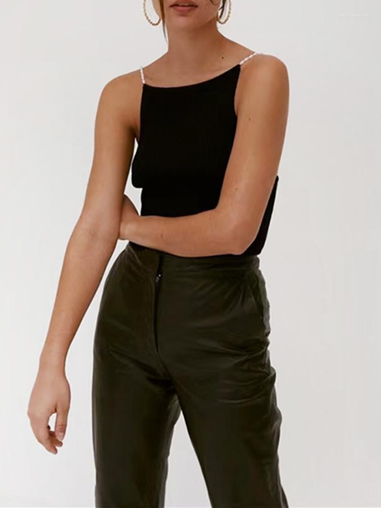 Women' Tanks Women Halter Beaded Knit Camisole White Or Black Sexy Elegant Sleeveless Ladies Knitwear Camis
Women' Tanks Women Halter Beaded Knit Camisole White Or Black Sexy Elegant Sleeveless Ladies Knitwear Camis