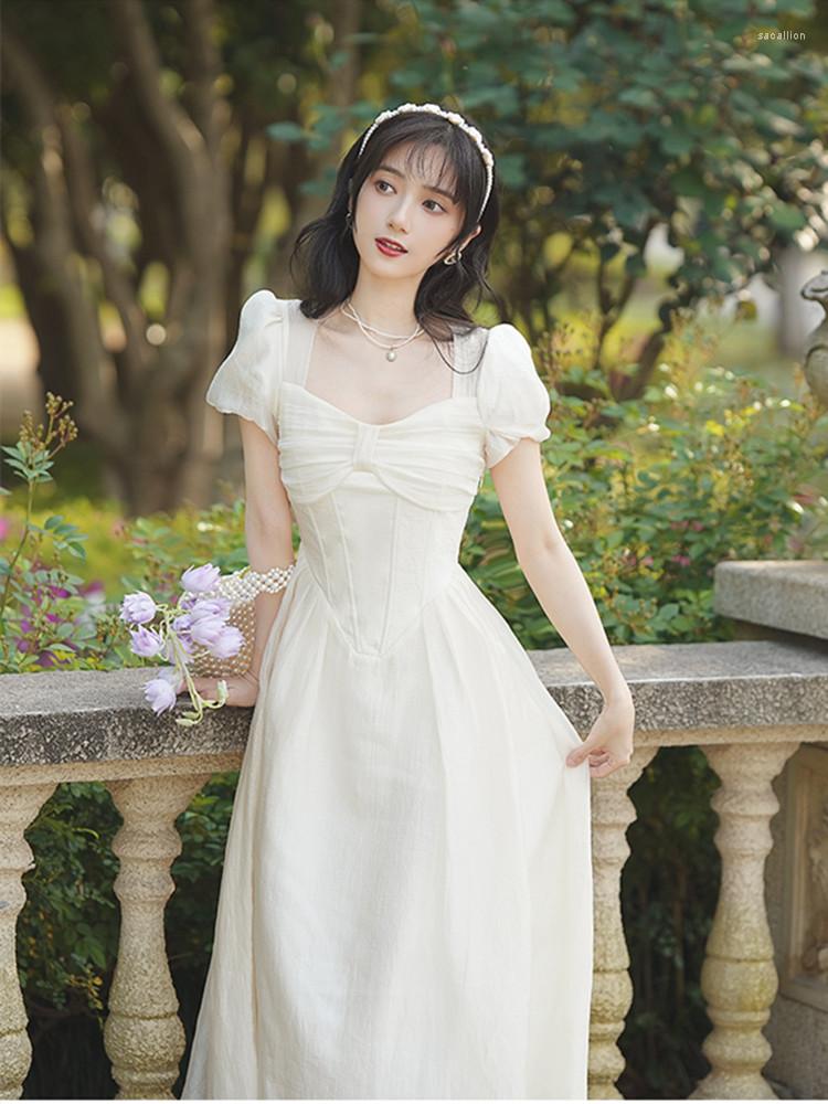 Party Dresses Summer Clothes For Women Vintage French Style Apricot Elegant Female Bow Pleated Chic Puff Sleeve Square Neck Maxi Dress
Party Dresses Summer Clothes For Women Vintage French Style Apricot Elegant Female Bow Pleated Chic Puff Sleeve Square Neck Maxi Dress
