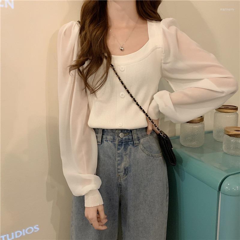 Women's Sweaters Chiffon Stitching Knitting White Square Collar Sweater Early Fall Women Clothing Design Feeling Small Brief Puff Sleeve Top, Black
Women's Sweaters Chiffon Stitching Knitting White Square Collar Sweater Early Fall Women Clothing Design Feeling Small Brief Puff Sleeve Top, Black