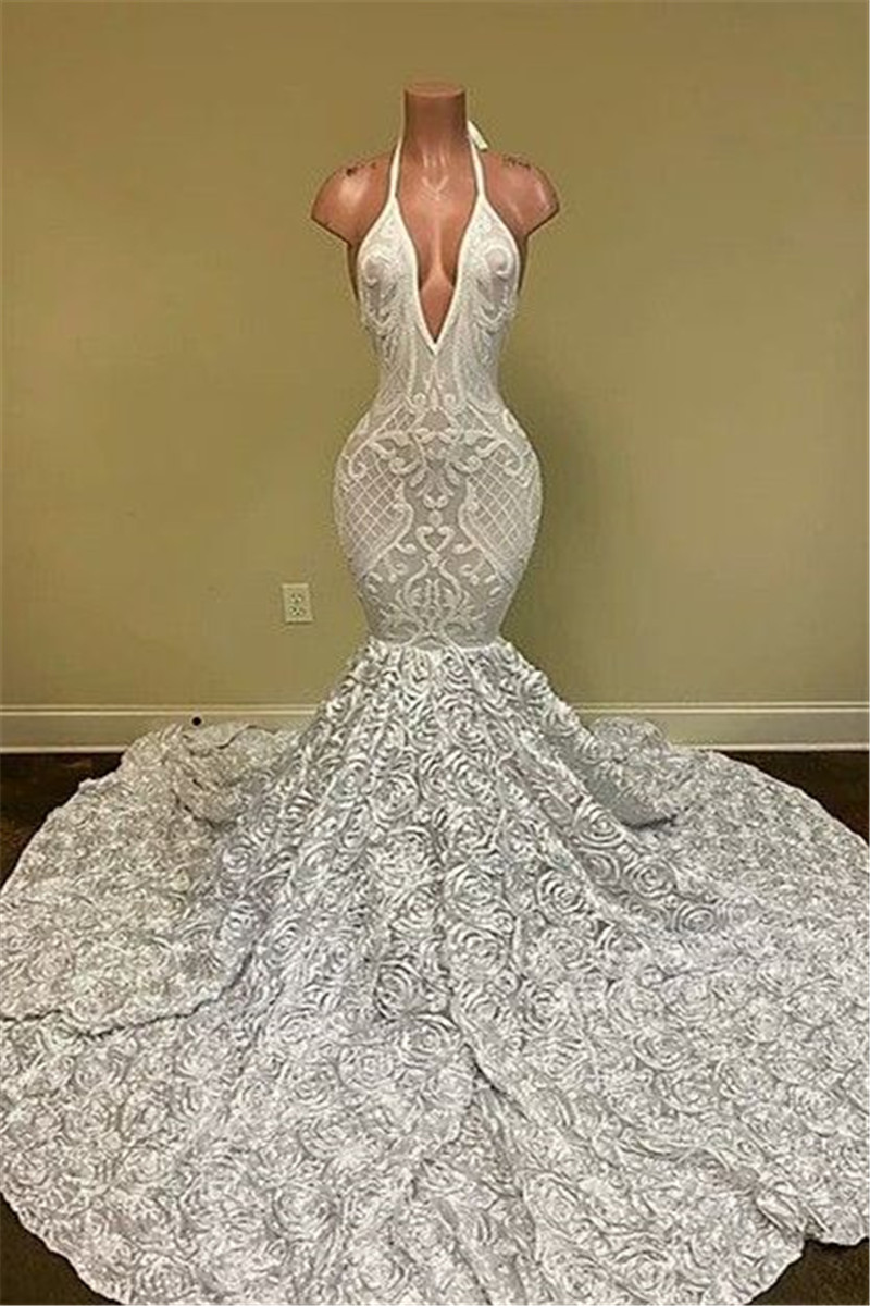 Gorgeous White Lace prom Dresses with 3D Flowers Sexy Halter neck Backless Ruched Long Evening Gowns BC15020, Yellow
Gorgeous White Lace prom Dresses with 3D Flowers Sexy Halter neck Backless Ruched Long Evening Gowns BC15020, Yellow