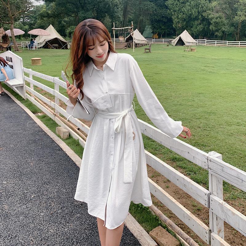Casual Dresses Midi Dress 2023 Autumn Korean Turndown Collar Single-breasted Shirt Waist Tie Bow Belt Long-sleeved Knee-length, White
Casual Dresses Midi Dress 2023 Autumn Korean Turndown Collar Single-breasted Shirt Waist Tie Bow Belt Long-sleeved Knee-length, White