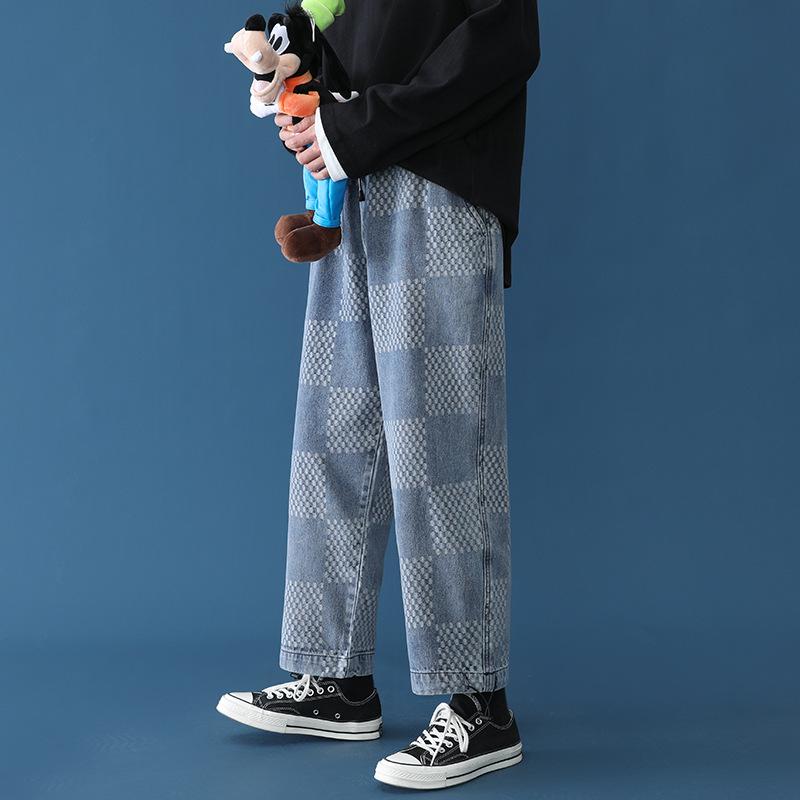 Men's Pants Spring Casual Jeans Fashion Handsome Loose Straight-Leg Plaid Can Be Tied, Gray
Men's Pants Spring Casual Jeans Fashion Handsome Loose Straight-Leg Plaid Can Be Tied, Gray
