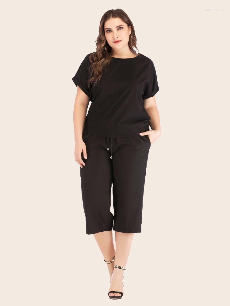 Tracksuits Women Summer Casual Plus Size Solid Athflow Style Sportswear Suit Fashion Oversize Two Piece Set Athleisure Drawstring Pants, Black
Tracksuits Women Summer Casual Plus Size Solid Athflow Style Sportswear Suit Fashion Oversize Two Piece Set Athleisure Drawstring Pants, Black