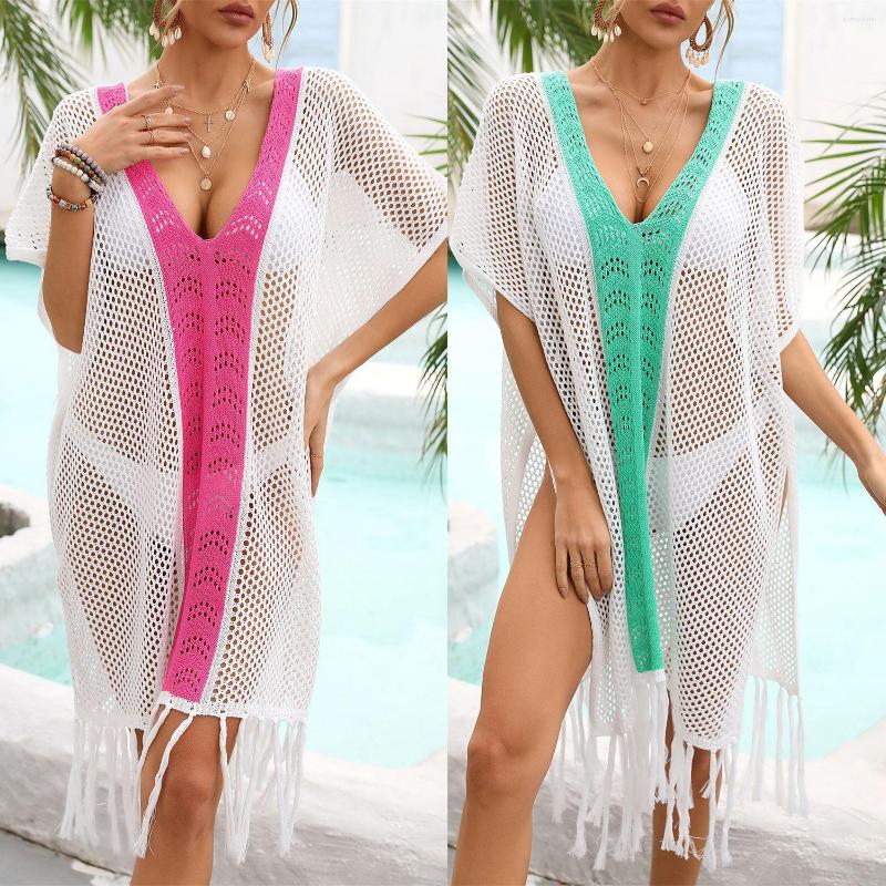 Women's Swimwear Women's Summer Casual Bikini Cover Up Half Sleeve V Neck Hollow Tassel Holiday Beachwear, Green
Women's Swimwear Women's Summer Casual Bikini Cover Up Half Sleeve V Neck Hollow Tassel Holiday Beachwear, Green