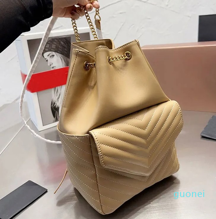 Backpack Drawstring Bucket Bag Women Shoulder Bags Genuine Leather Backpacks Bronze Chain Adjustable Strap Back Pack Handbags Purse Exterior Pocket
Backpack Drawstring Bucket Bag Women Shoulder Bags Genuine Leather Backpacks Bronze Chain Adjustable Strap Back Pack Handbags Purse Exterior Pocket