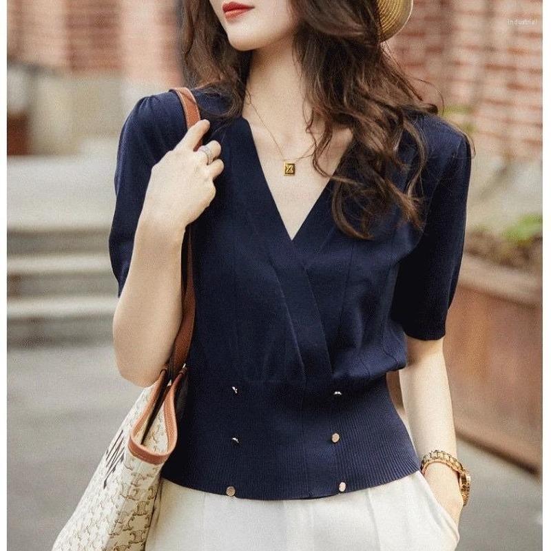 Women' T Shirts Women Summer Tops Elegant Fashion Korean V Neck Buttons Short Sleeve Solid Color Knit Shirt Office Lady Slim Ice Silk, Light khaki
Women' T Shirts Women Summer Tops Elegant Fashion Korean V Neck Buttons Short Sleeve Solid Color Knit Shirt Office Lady Slim Ice Silk, Light khaki