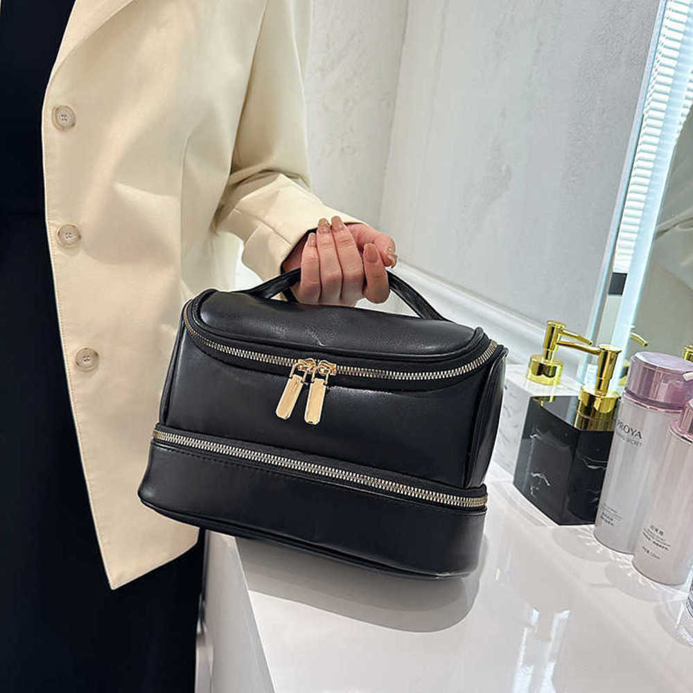 The Same Double-layer Zipper Cosmetic Bag Large Capacity Travel Multi-layer Storage Toilet Bag Cosmetic Bag 230203, Black
The Same Double-layer Zipper Cosmetic Bag Large Capacity Travel Multi-layer Storage Toilet Bag Cosmetic Bag 230203, Black