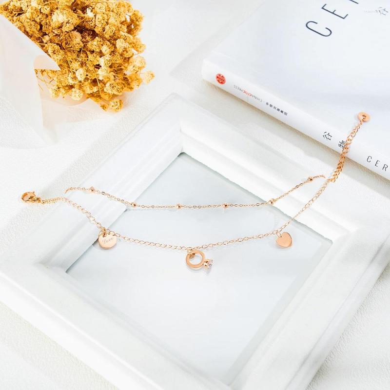 Anklets FATE LOVE Brand For Women Ladies Simple Style Foot Chains Silver Rose Gold Color Fashion Jewelry