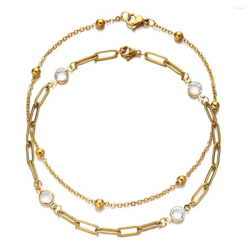 Anklets Women's Anklet Bohemian Stainless Steel Layered Crystal Summer Beach On Foot Ankle Bracelets For Women Leg Chain
Anklets Women's Anklet Bohemian Stainless Steel Layered Crystal Summer Beach On Foot Ankle Bracelets For Women Leg Chain